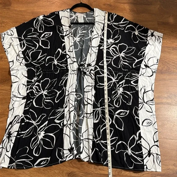 La Blanca Women One Size Kimono Swimwear CoverUp Black Moonlit Silhouette - Picture 12 of 15